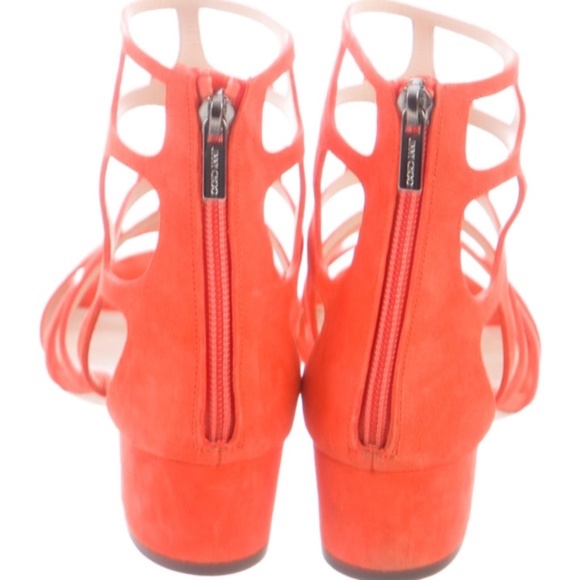 Jimmy Choo Suede Cage Cutout Sandals - Picture 4 of 6